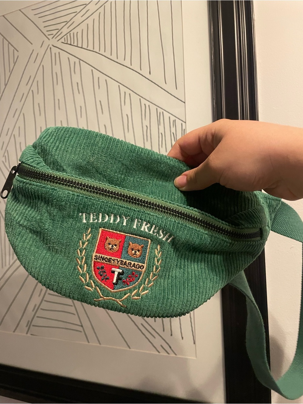 Teddy Fresh Green Corduroy Fanny Pack